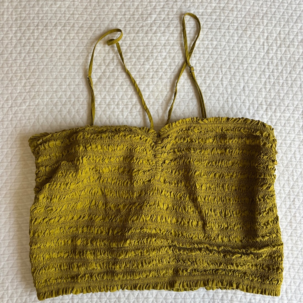 Madewell Poplin Smocked Halter Crop Top Size M